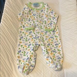 Ocean Baby White and Green Animal Print Onesie